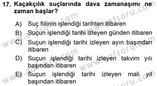 Vergi Ceza Hukuku Dersi 2017 - 2018 Yılı 3 Ders Sınav Soruları 17. Soru