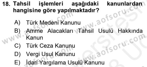 Vergi Ceza Hukuku Dersi 2017 - 2018 Yılı 3 Ders Sınav Soruları 18. Soru