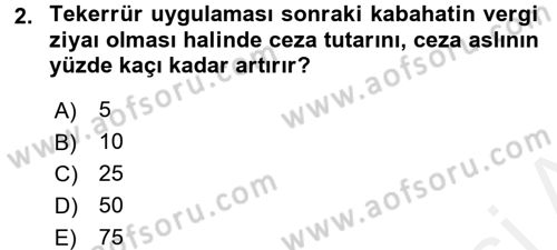Vergi Ceza Hukuku Dersi 2017 - 2018 Yılı 3 Ders Sınav Soruları 2. Soru