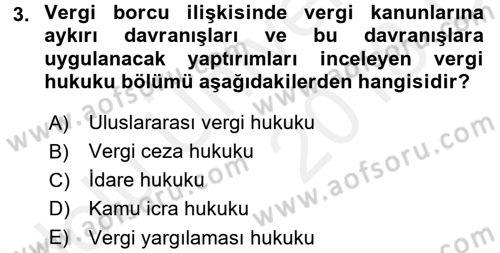 Vergi Ceza Hukuku Dersi 2017 - 2018 Yılı 3 Ders Sınav Soruları 3. Soru
