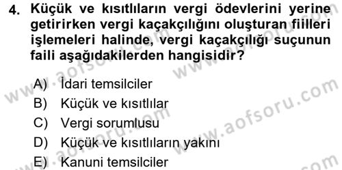Vergi Ceza Hukuku Dersi 2017 - 2018 Yılı 3 Ders Sınav Soruları 4. Soru