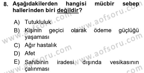 Vergi Ceza Hukuku Dersi 2017 - 2018 Yılı 3 Ders Sınav Soruları 8. Soru