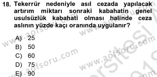 Vergi Ceza Hukuku Dersi Ara Sınavı Deneme Sınav Soruları 18. Soru