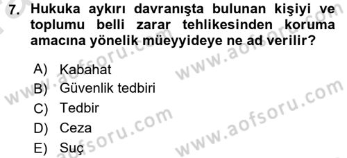 Vergi Ceza Hukuku Dersi Ara Sınavı Deneme Sınav Soruları 7. Soru