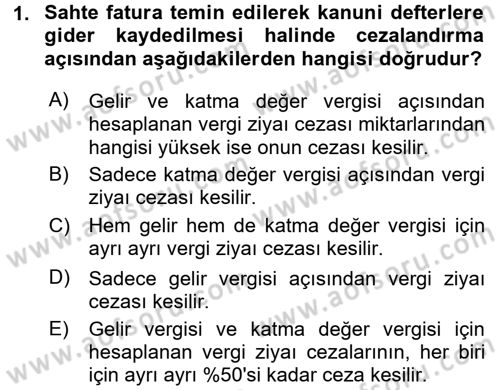 Vergi Ceza Hukuku Dersi 2017 - 2018 Yılı (Final) Dönem Sonu Sınav Soruları 1. Soru