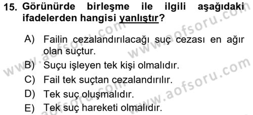 Vergi Ceza Hukuku Dersi 2017 - 2018 Yılı (Final) Dönem Sonu Sınav Soruları 15. Soru