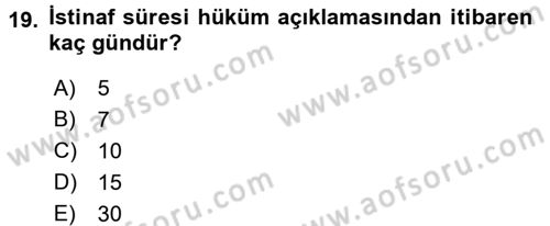 Vergi Ceza Hukuku Dersi 2017 - 2018 Yılı (Final) Dönem Sonu Sınav Soruları 19. Soru