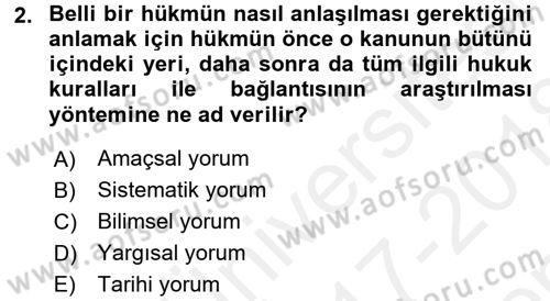 Vergi Ceza Hukuku Dersi 2017 - 2018 Yılı (Final) Dönem Sonu Sınav Soruları 2. Soru