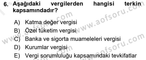 Vergi Ceza Hukuku Dersi 2017 - 2018 Yılı (Final) Dönem Sonu Sınav Soruları 6. Soru