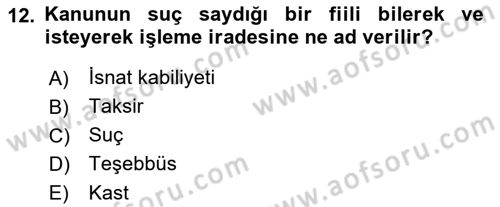 Vergi Ceza Hukuku Dersi 2018 - 2019 Yılı 3 Ders Sınav Soruları 12. Soru