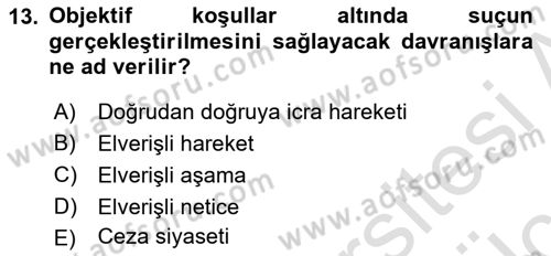 Vergi Ceza Hukuku Dersi 2018 - 2019 Yılı 3 Ders Sınav Soruları 13. Soru