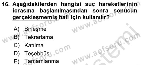 Vergi Ceza Hukuku Dersi 2018 - 2019 Yılı 3 Ders Sınav Soruları 16. Soru