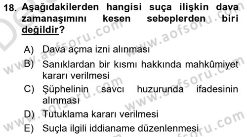 Vergi Ceza Hukuku Dersi 2018 - 2019 Yılı 3 Ders Sınav Soruları 18. Soru