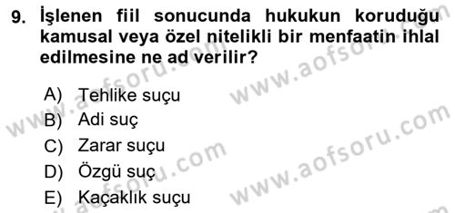 Vergi Ceza Hukuku Dersi 2018 - 2019 Yılı 3 Ders Sınav Soruları 9. Soru
