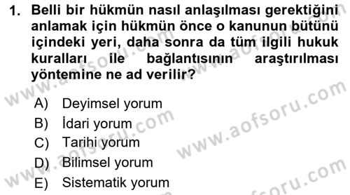 Vergi Ceza Hukuku Dersi 2018 - 2019 Yılı (Vize) Ara Sınav Soruları 1. Soru