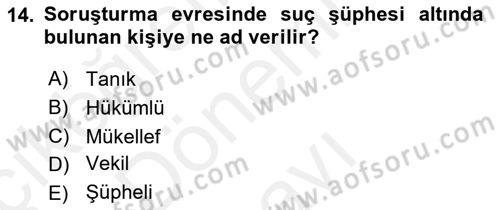 Vergi Ceza Hukuku Dersi 2018 - 2019 Yılı (Final) Dönem Sonu Sınav Soruları 14. Soru