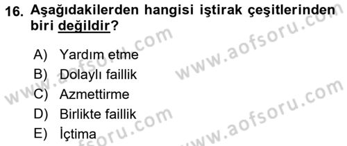 Vergi Ceza Hukuku Dersi 2018 - 2019 Yılı (Final) Dönem Sonu Sınav Soruları 16. Soru