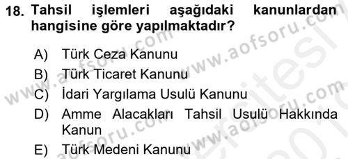 Vergi Ceza Hukuku Dersi 2018 - 2019 Yılı (Final) Dönem Sonu Sınav Soruları 18. Soru