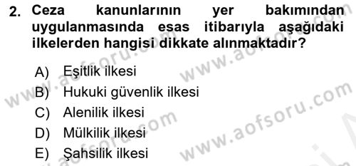 Vergi Ceza Hukuku Dersi 2018 - 2019 Yılı (Final) Dönem Sonu Sınav Soruları 2. Soru