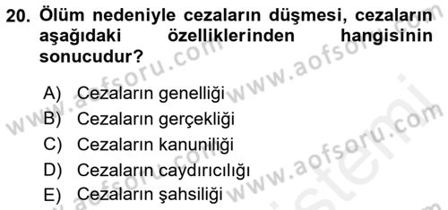 Vergi Ceza Hukuku Dersi 2018 - 2019 Yılı (Final) Dönem Sonu Sınav Soruları 20. Soru