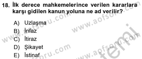 Vergi Ceza Hukuku Dersi 2018 - 2019 Yılı Yaz Okulu Sınav Soruları 18. Soru