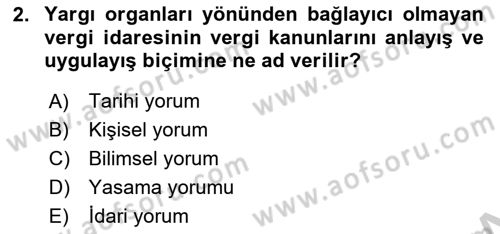 Vergi Ceza Hukuku Dersi 2018 - 2019 Yılı Yaz Okulu Sınav Soruları 2. Soru