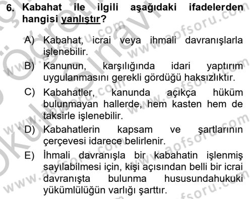 Vergi Ceza Hukuku Dersi 2018 - 2019 Yılı Yaz Okulu Sınav Soruları 6. Soru