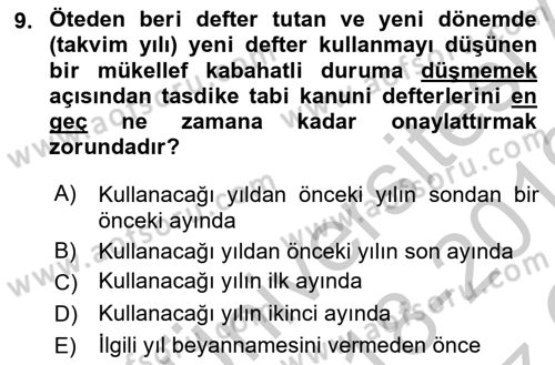 Vergi Ceza Hukuku Dersi 2018 - 2019 Yılı Yaz Okulu Sınav Soruları 9. Soru