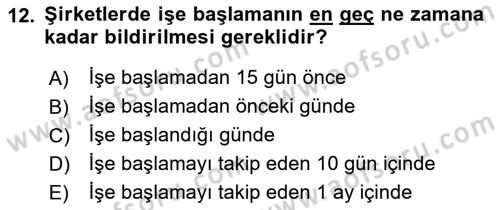 Vergi Ceza Hukuku Dersi Ara Sınavı Deneme Sınav Soruları 12. Soru