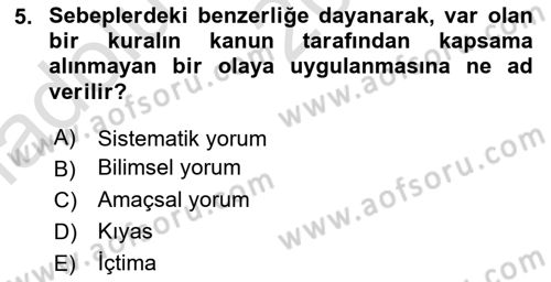 Vergi Ceza Hukuku Dersi Ara Sınavı Deneme Sınav Soruları 5. Soru