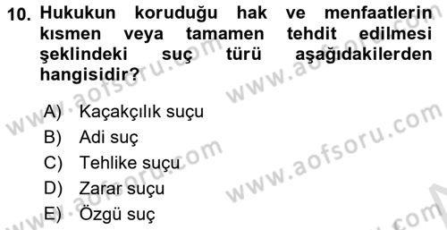 Vergi Ceza Hukuku Dersi 2019 - 2020 Yılı (Final) Dönem Sonu Sınav Soruları 10. Soru