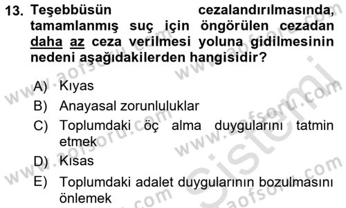 Vergi Ceza Hukuku Dersi 2019 - 2020 Yılı (Final) Dönem Sonu Sınav Soruları 13. Soru