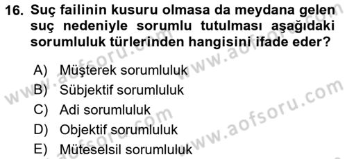 Vergi Ceza Hukuku Dersi 2019 - 2020 Yılı (Final) Dönem Sonu Sınav Soruları 16. Soru