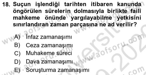 Vergi Ceza Hukuku Dersi 2019 - 2020 Yılı (Final) Dönem Sonu Sınav Soruları 18. Soru