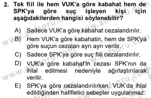 Vergi Ceza Hukuku Dersi 2019 - 2020 Yılı (Final) Dönem Sonu Sınav Soruları 2. Soru