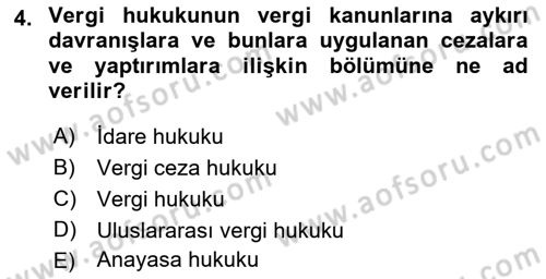 Vergi Ceza Hukuku Dersi 2019 - 2020 Yılı (Final) Dönem Sonu Sınav Soruları 4. Soru