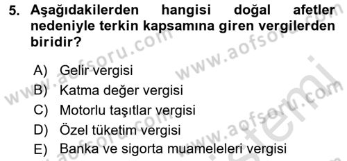 Vergi Ceza Hukuku Dersi 2019 - 2020 Yılı (Final) Dönem Sonu Sınav Soruları 5. Soru