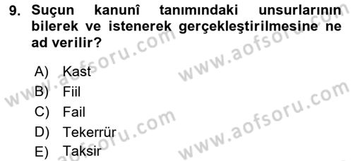 Vergi Ceza Hukuku Dersi 2019 - 2020 Yılı (Final) Dönem Sonu Sınav Soruları 9. Soru