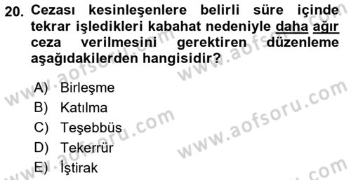 Vergi Ceza Hukuku Dersi Ara Sınavı Deneme Sınav Soruları 20. Soru
