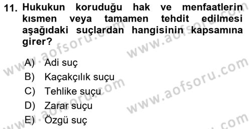 Vergi Ceza Hukuku Dersi 2021 - 2022 Yılı (Final) Dönem Sonu Sınav Soruları 11. Soru