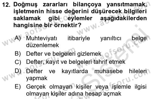 Vergi Ceza Hukuku Dersi 2021 - 2022 Yılı (Final) Dönem Sonu Sınav Soruları 12. Soru