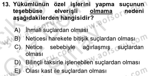 Vergi Ceza Hukuku Dersi 2021 - 2022 Yılı (Final) Dönem Sonu Sınav Soruları 13. Soru