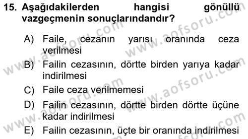 Vergi Ceza Hukuku Dersi 2021 - 2022 Yılı (Final) Dönem Sonu Sınav Soruları 15. Soru