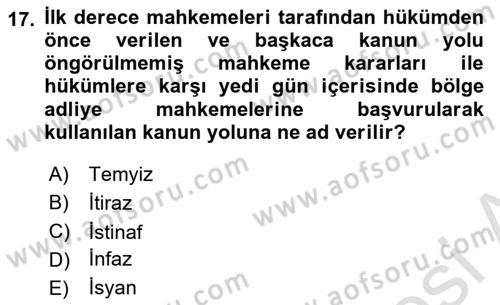 Vergi Ceza Hukuku Dersi 2021 - 2022 Yılı (Final) Dönem Sonu Sınav Soruları 17. Soru