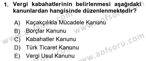 Vergi Ceza Hukuku Dersi 2021 - 2022 Yılı Yaz Okulu Sınav Soruları 1. Soru