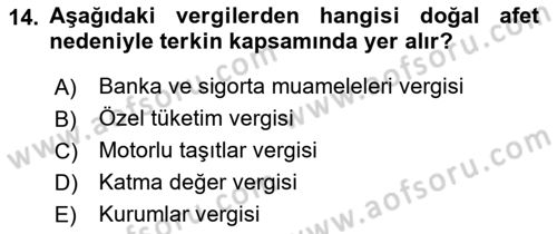 Vergi Ceza Hukuku Dersi 2021 - 2022 Yılı Yaz Okulu Sınav Soruları 14. Soru