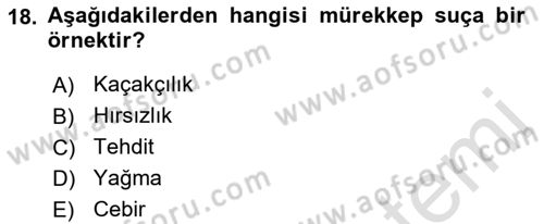 Vergi Ceza Hukuku Dersi 2021 - 2022 Yılı Yaz Okulu Sınav Soruları 18. Soru
