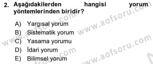 Vergi Ceza Hukuku Dersi 2021 - 2022 Yılı Yaz Okulu Sınav Soruları 2. Soru