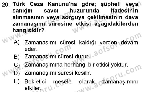 Vergi Ceza Hukuku Dersi 2021 - 2022 Yılı Yaz Okulu Sınav Soruları 20. Soru