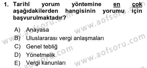 Vergi Ceza Hukuku Dersi 2022 - 2023 Yılı (Vize) Ara Sınav Soruları 1. Soru